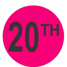 Twentieth (20th) Fluorescent Circle or Square Labels