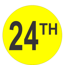 Twenty Fourth (24th) Fluorescent Circle or Square Labels