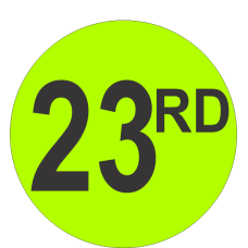 Twenty Third (23rd) Fluorescent Circle or Square Labels