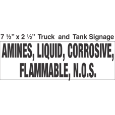 Bulk Tank Chemical Label 7.5x2.5 with 1in Lettering AMINES, LIQUID, CORROSIVE, FLAMMABLE, N.O.S.