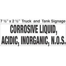 Bulk Tank Chemical Label 7.5x2.5 with 1in Lettering CORROSIVE LIQUID, ACIDIC, INORGANIC, N.O.S.