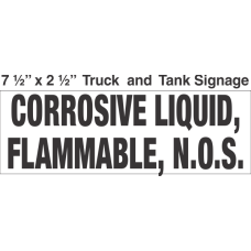 Bulk Tank Chemical Label 7.5x2.5 with 1in Lettering CORROSIVE LIQUID, FLAMMABLE, N.O.S.
