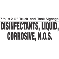 Bulk Tank Chemical Label 7.5x2.5 with 1in Lettering DISINFECTANTS, LIQUID, CORROSIVE, N.O.S.