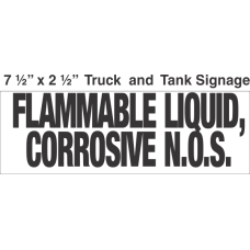 Bulk Tank Chemical Label 7.5x2.5 with 1in Lettering FLAMMABLE LIQUID, CORROSIVE N.O.S.