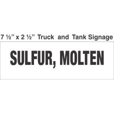 Bulk Tank Chemical Label 7.5x2.5 with 1in Lettering SULFUR, MOLTEN
