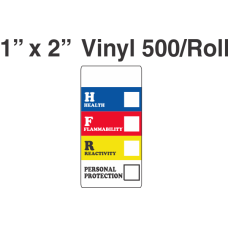 RTK (Right to Know) Vinyl 1x2 Labels with a Personal Protection Box and one Health Box