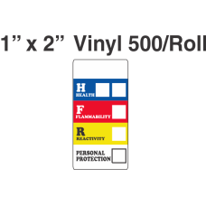 RTK (Right to Know) Vinyl 1x2 Labels with a Personal Protection Box and two Health Boxes