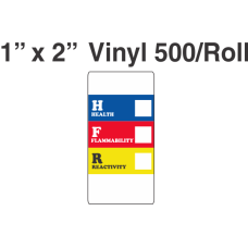 RTK (Right to Know) Vinyl 1x2 Labels without a Personal Protection Box and one Health Box