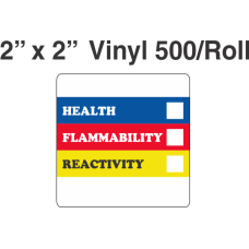 RTK (Right to Know) Vinyl 2x2 Labels without a Personal Protection Box and one Health Box