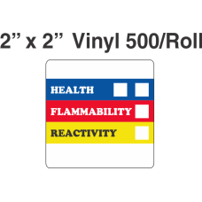RTK (Right to Know) Vinyl 2x2 Labels without a Personal Protection Box and two Health Boxes