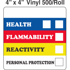RTK (Right to Know) Vinyl 4x4 Labels with a Personal Protection Box and two Health Boxes