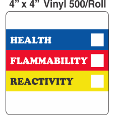 RTK (Right to Know) Vinyl 4x4 Labels without a Personal Protection Box and one Health Box