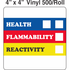 RTK (Right to Know) Vinyl 4x4 Labels without a Personal Protection Box and two Health Boxes