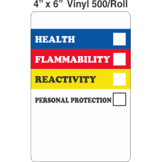RTK (Right to Know) Vinyl 4x6 Labels with a Personal Protection Box and one Health Box