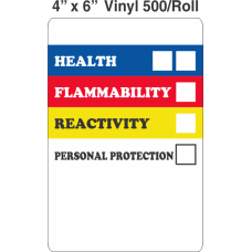 RTK (Right to Know) Vinyl 4x6 Labels with a Personal Protection Box and two Health Boxes