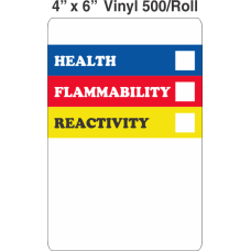 RTK (Right to Know) Vinyl 4x6 Labels without a Personal Protection Box and one Health Box
