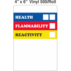 RTK (Right to Know) Vinyl 4x6 Labels without a Personal Protection Box and two Health Boxes
