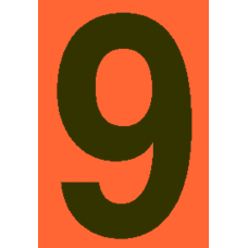 4 in.Number 9 (Orange Background Vinyl for Orange Panel Numbering)