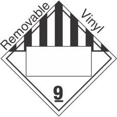 Blank Window Miscellaneous Dangerous Goods Class 9 Removable Vinyl Placard