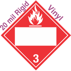 Blank Window Flammable Class 3 20mil Rigid Vinyl Placard