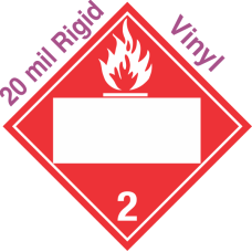 Blank Window Flammable Gas Class 2.2 20mil Rigid Vinyl Placard