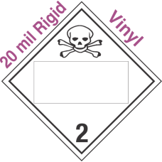 Blank Window Toxic Gas Class 2.3 20mil Rigid Vinyl Placard