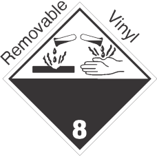 International (Wordless) Corrosive Class 8 Removable Vinyl Placard