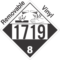 Corrosive Class 8 UN1719 Removable Vinyl DOT Placard