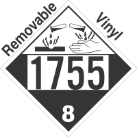 Corrosive Class 8 UN1755 Removable Vinyl DOT Placard
