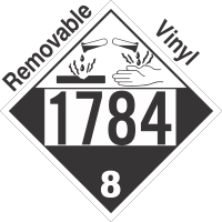 Corrosive Class 8 UN1784 Removable Vinyl DOT Placard