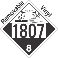 Corrosive Class 8 UN1807 Removable Vinyl DOT Placard