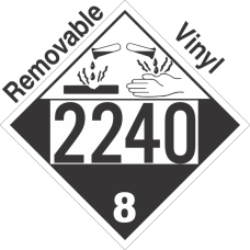 Corrosive Class 8 UN2240 Removable Vinyl DOT Placard