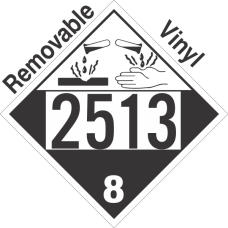 Corrosive Class 8 UN2513 Removable Vinyl DOT Placard