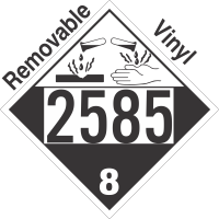 Corrosive Class 8 UN2585 Removable Vinyl DOT Placard