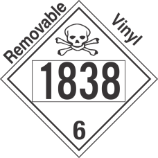 Poison Toxic Class 6.1 UN1838 Removable Vinyl DOT Placard