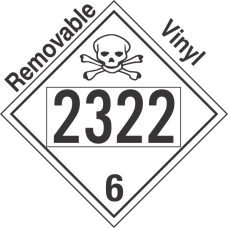 Poison Toxic Class 6.1 UN2322 Removable Vinyl DOT Placard