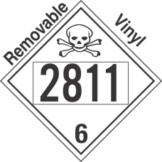 Poison Toxic Class 6.1 UN2811 Removable Vinyl DOT Placard