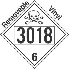 Poison Toxic Class 6.1 UN3018 Removable Vinyl DOT Placard