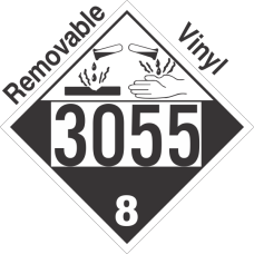 Corrosive Class 8 UN3055 Removable Vinyl DOT Placard