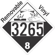 Corrosive Class 8 UN3265 Removable Vinyl DOT Placard