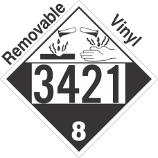 Corrosive Class 8 UN3421 Removable Vinyl DOT Placard
