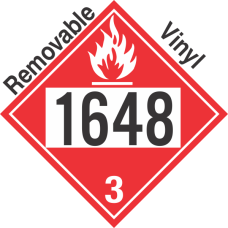 Flammable Class 3 UN1648 Removable Vinyl DOT Placard