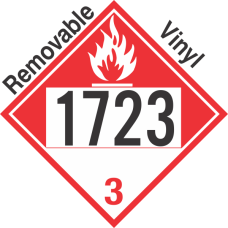 Combustible Class 3 UN1723 Removable Vinyl DOT Placard