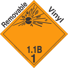 Explosive Class 1.1B Wordless Removable Vinyl DOT Placard