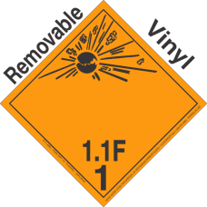 Explosive Class 1.1F Wordless Removable Vinyl DOT Placard