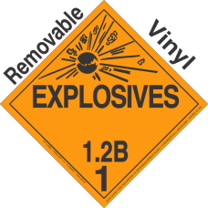 Explosive Class 1.2B Removable Vinyl DOT Placard