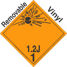 Explosive Class 1.2J Wordless Removable Vinyl DOT Placard