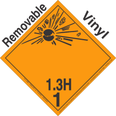 Explosive Class 1.3H Wordless Removable Vinyl DOT Placard