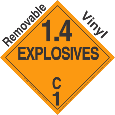 Explosive Class 1.4C Removable Vinyl DOT Placard