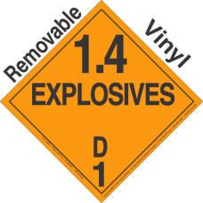 Explosive Class 1.4D Removable Vinyl DOT Placard